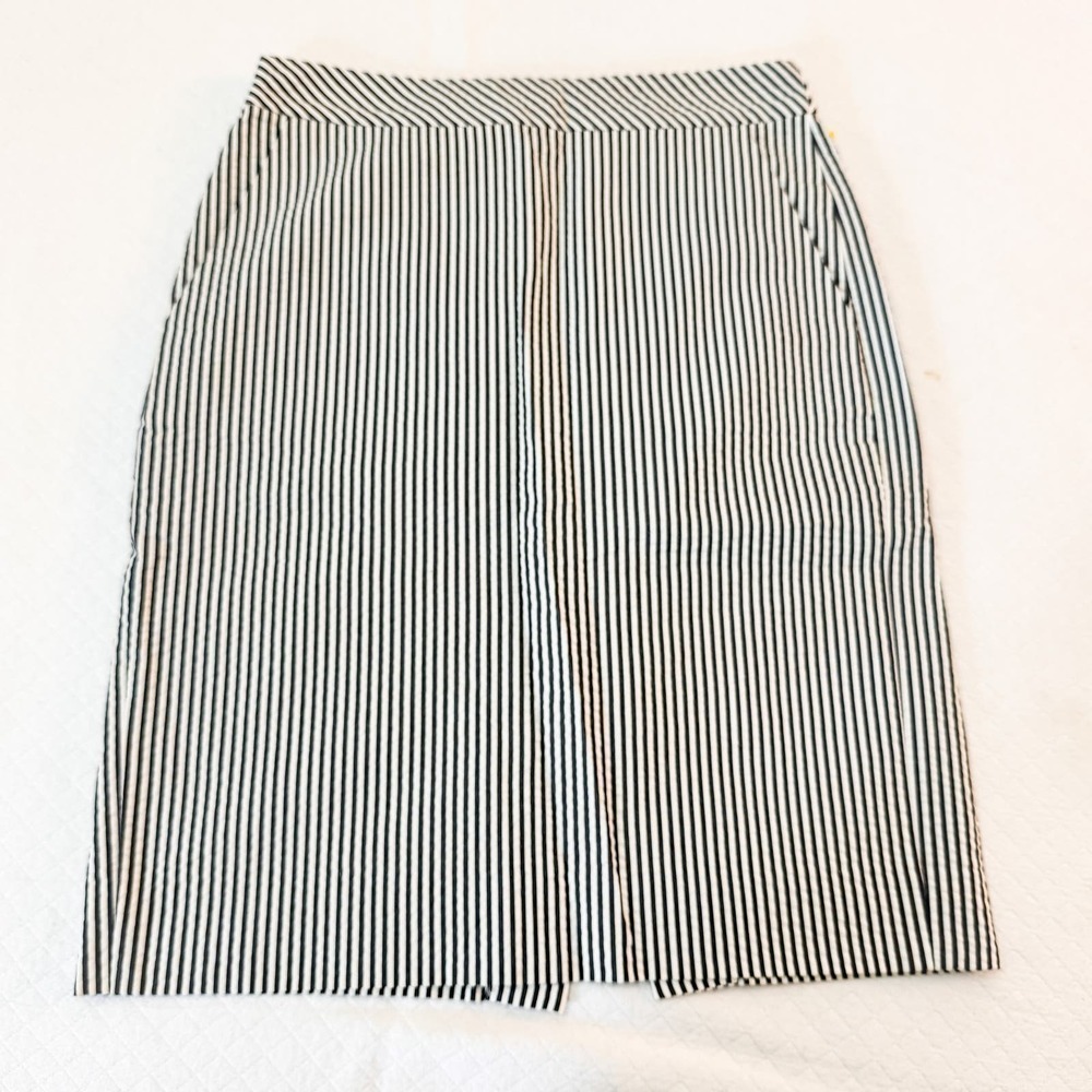 J. Crew No. 2 Pencil Seersucker Striped Skirt Blue White SZ0